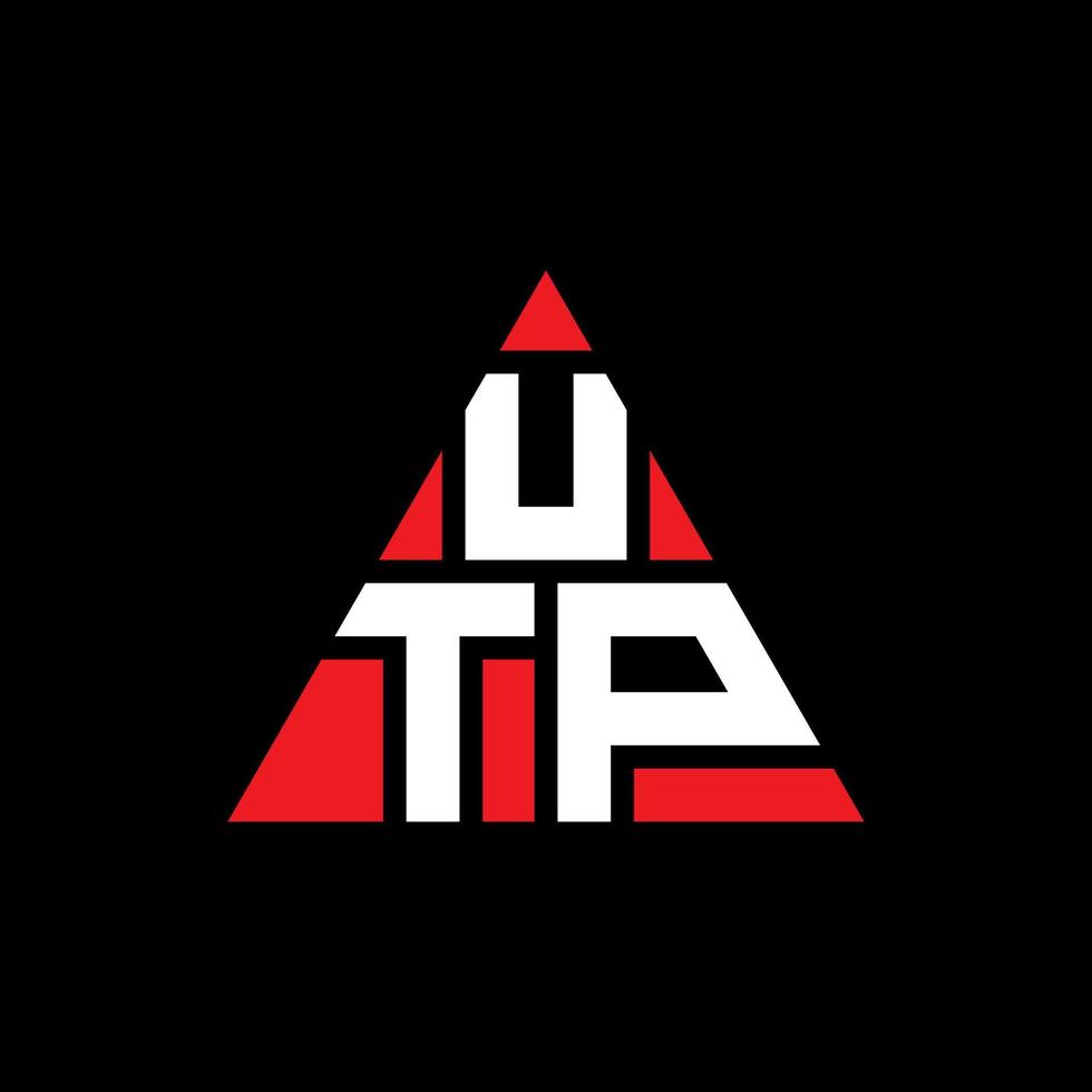 UTP triangle letter logo design with triangle shape. UTP triangle logo design monogram. UTP triangle vector logo template with red color. UTP triangular logo Simple, Elegant, and Luxurious Logo.