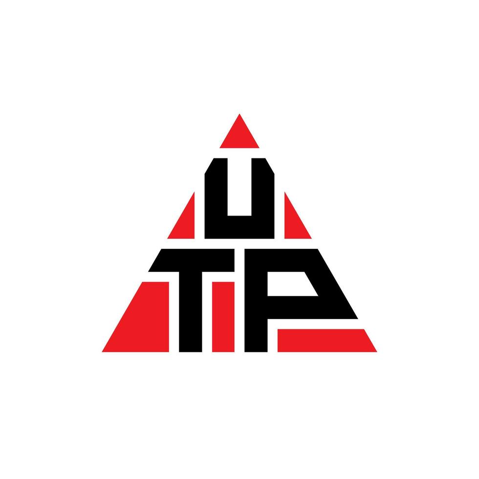 UTP triangle letter logo design with triangle shape. UTP triangle logo design monogram. UTP triangle vector logo template with red color. UTP triangular logo Simple, Elegant, and Luxurious Logo.