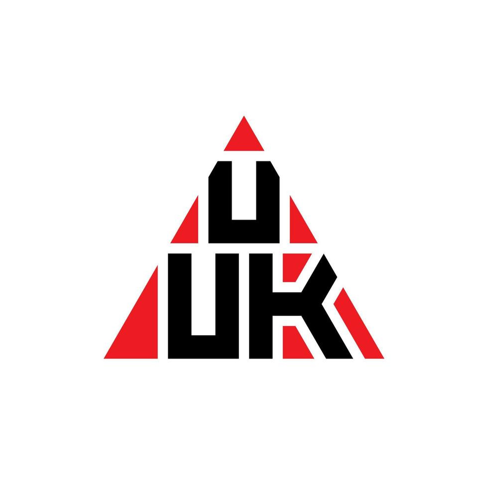 UUK triangle letter logo design with triangle shape. UUK triangle logo design monogram. UUK triangle vector logo template with red color. UUK triangular logo Simple, Elegant, and Luxurious Logo.