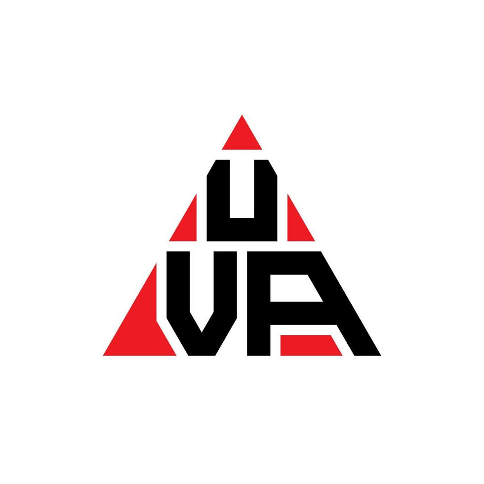 UVA triangle letter logo design with triangle shape. UVA triangle logo design monogram. UVA triangle vector logo template with red color. UVA triangular logo Simple, Elegant, and Luxurious Logo.