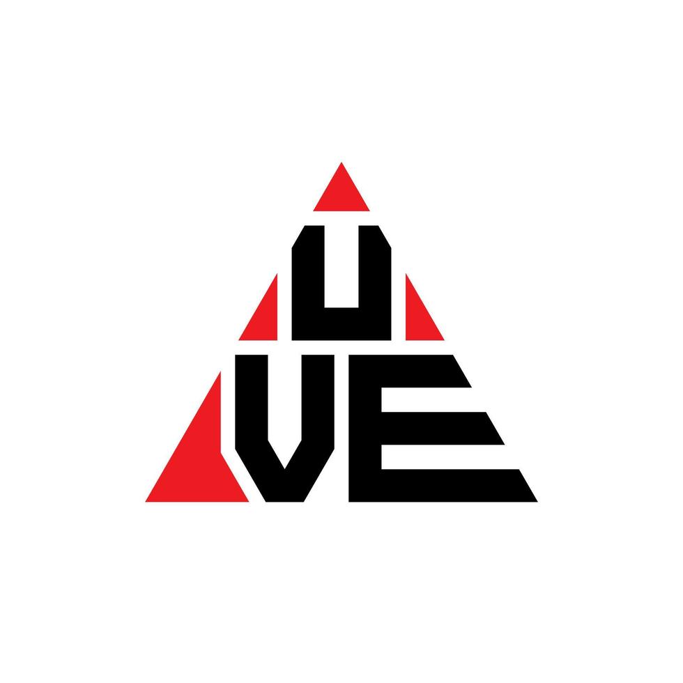 UVE triangle letter logo design with triangle shape. UVE triangle logo design monogram. UVE triangle vector logo template with red color. UVE triangular logo Simple, Elegant, and Luxurious Logo.