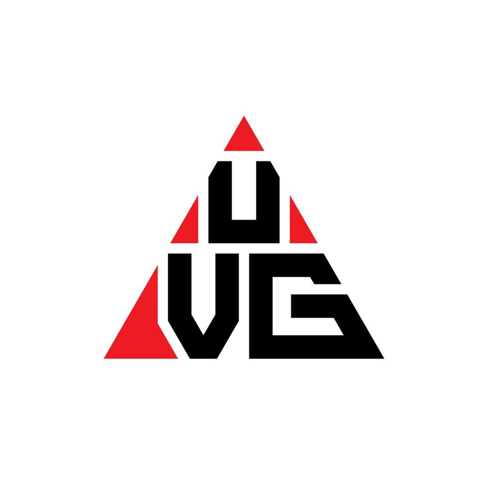 UVG triangle letter logo design with triangle shape. UVG triangle logo design monogram. UVG triangle vector logo template with red color. UVG triangular logo Simple, Elegant, and Luxurious Logo.