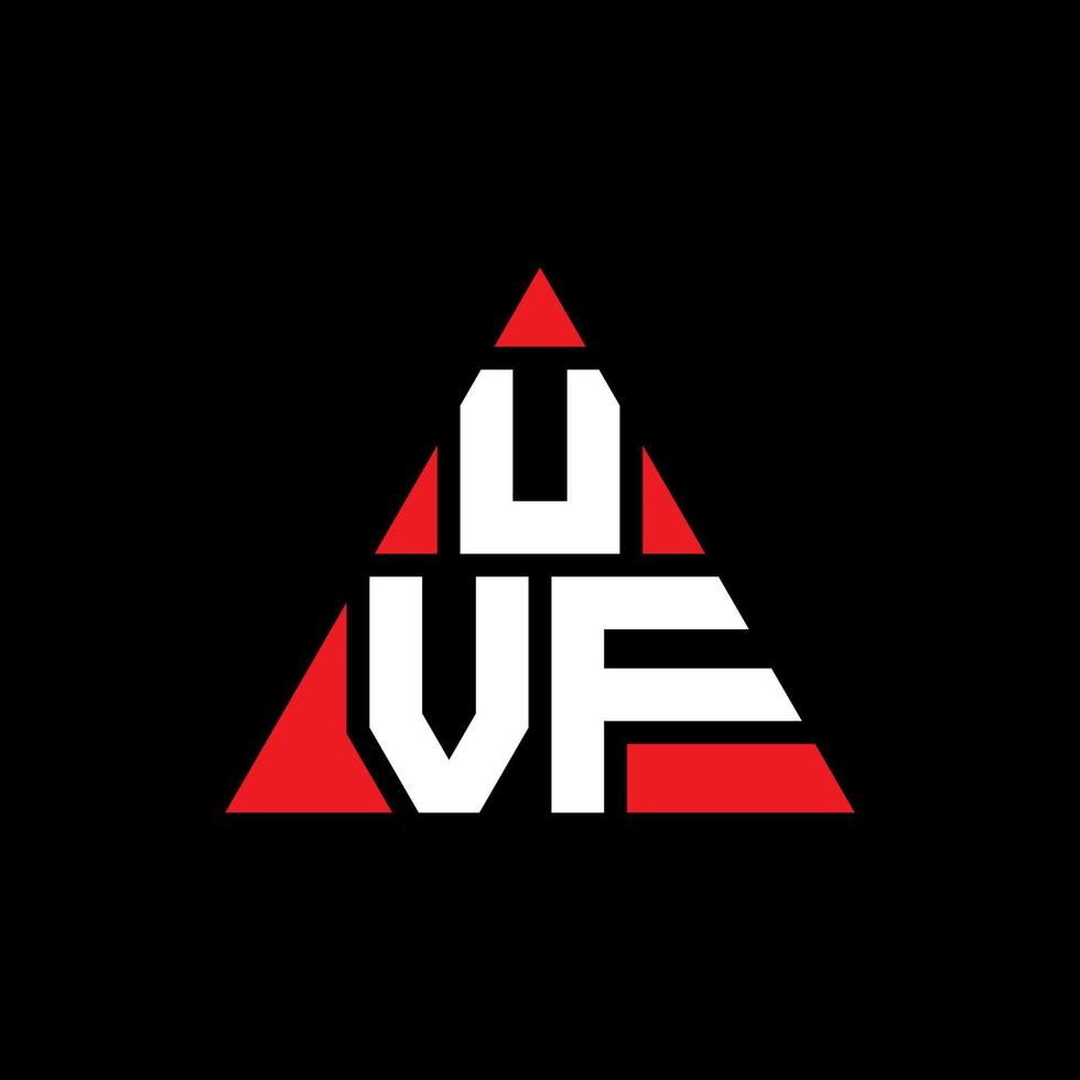 UVF triangle letter logo design with triangle shape. UVF triangle logo design monogram. UVF triangle vector logo template with red color. UVF triangular logo Simple, Elegant, and Luxurious Logo.