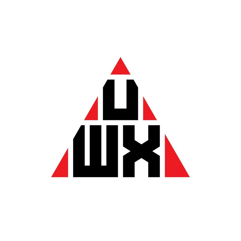 UWX triangle letter logo design with triangle shape. UWX triangle logo design monogram. UWX triangle vector logo template with red color. UWX triangular logo Simple, Elegant, and Luxurious Logo.