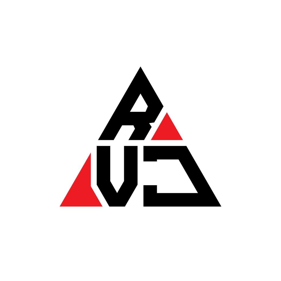 RVJ triangle letter logo design with triangle shape. RVJ triangle logo design monogram. RVJ triangle vector logo template with red color. RVJ triangular logo Simple, Elegant, and Luxurious Logo.