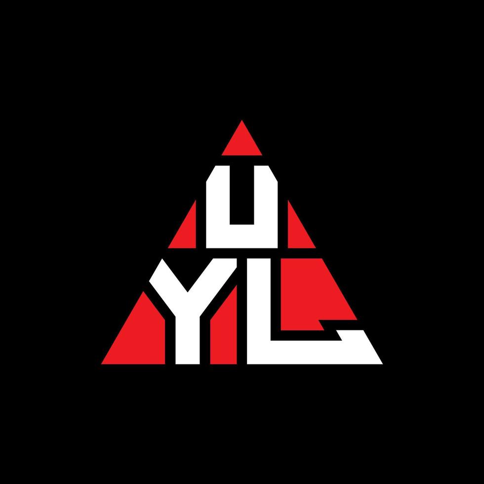 UYL triangle letter logo design with triangle shape. UYL triangle logo design monogram. UYL triangle vector logo template with red color. UYL triangular logo Simple, Elegant, and Luxurious Logo.