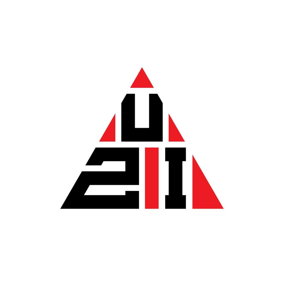 diseño de logotipo de letra triangular uzi con forma de triángulo. monograma de diseño del logotipo del triángulo uzi. plantilla de logotipo de vector de triángulo uzi con color rojo. logotipo triangular uzi logotipo simple, elegante y lujoso.