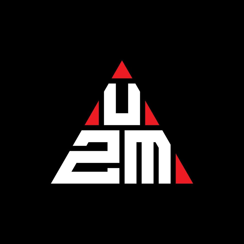 diseño de logotipo de letra triangular uzm con forma de triángulo. monograma de diseño del logotipo del triángulo uzm. plantilla de logotipo de vector de triángulo uzm con color rojo. logotipo triangular uzm logotipo simple, elegante y lujoso.