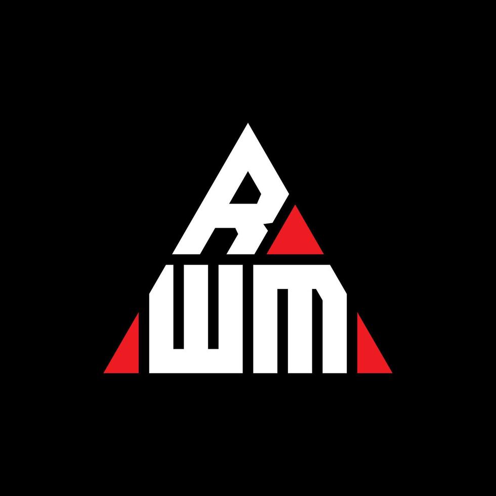 RWM triangle letter logo design with triangle shape. RWM triangle logo design monogram. RWM triangle vector logo template with red color. RWM triangular logo Simple, Elegant, and Luxurious Logo.