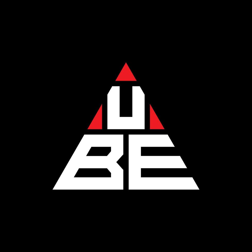 UBE triangle letter logo design with triangle shape. UBE triangle logo design monogram. UBE triangle vector logo template with red color. UBE triangular logo Simple, Elegant, and Luxurious Logo.