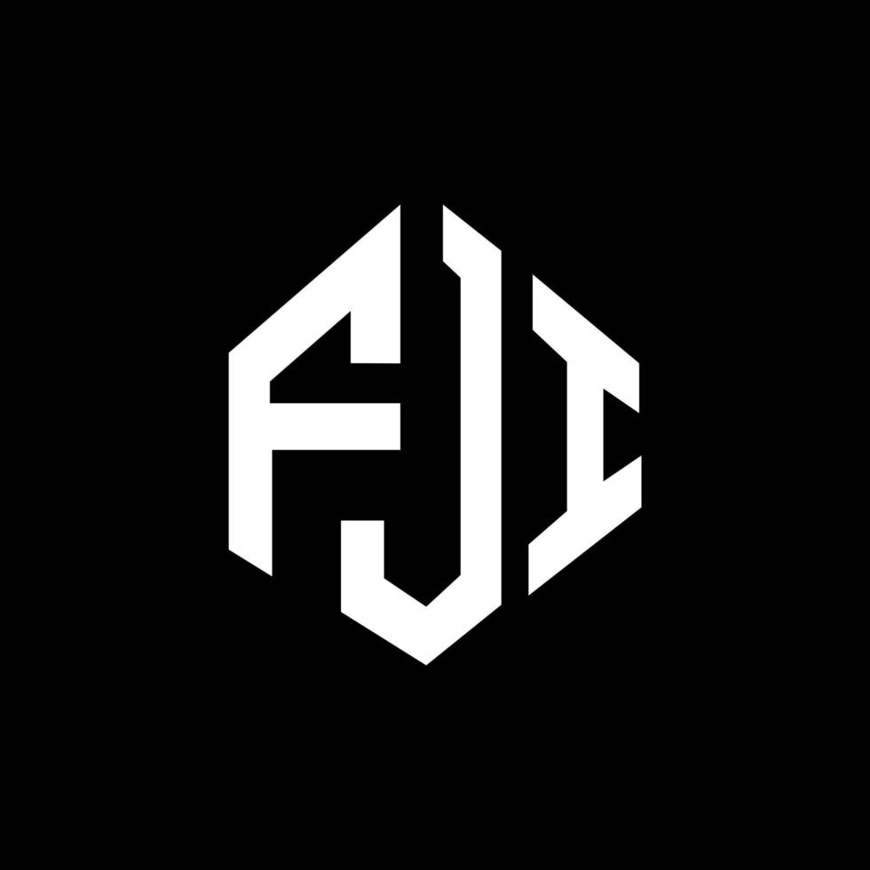 FJI letter logo design with polygon shape. FJI polygon and cube shape logo design. FJI hexagon vector logo template white and black colors. FJI monogram, business and real estate logo.