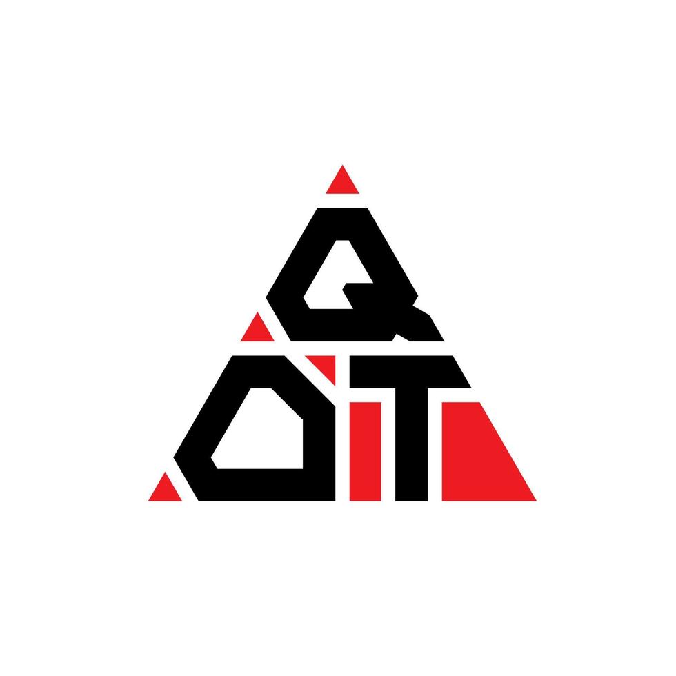 QOT triangle letter logo design with triangle shape. QOT triangle logo design monogram. QOT triangle vector logo template with red color. QOT triangular logo Simple, Elegant, and Luxurious Logo.
