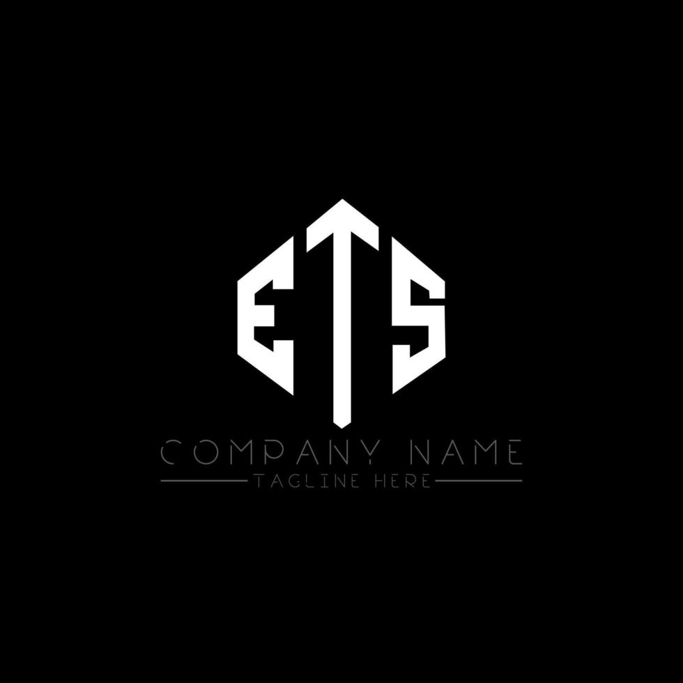 ETS letter logo design with polygon shape. ETS polygon and cube shape logo design. ETS hexagon vector logo template white and black colors. ETS monogram, business and real estate logo.