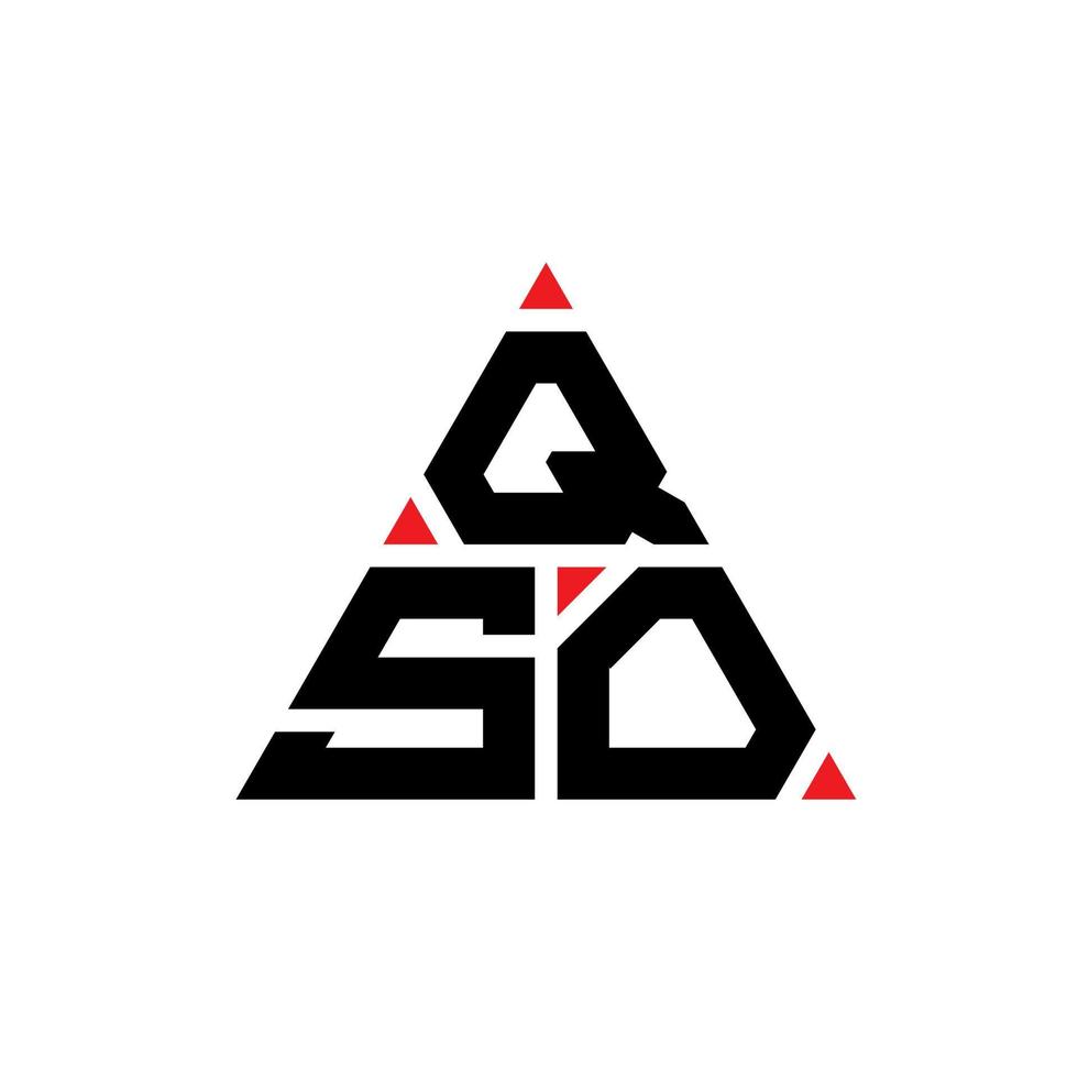 QSO triangle letter logo design with triangle shape. QSO triangle logo design monogram. QSO triangle vector logo template with red color. QSO triangular logo Simple, Elegant, and Luxurious Logo.