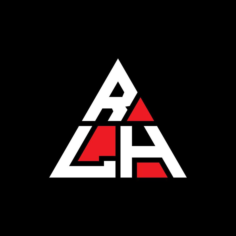 RLH triangle letter logo design with triangle shape. RLH triangle logo design monogram. RLH triangle vector logo template with red color. RLH triangular logo Simple, Elegant, and Luxurious Logo.