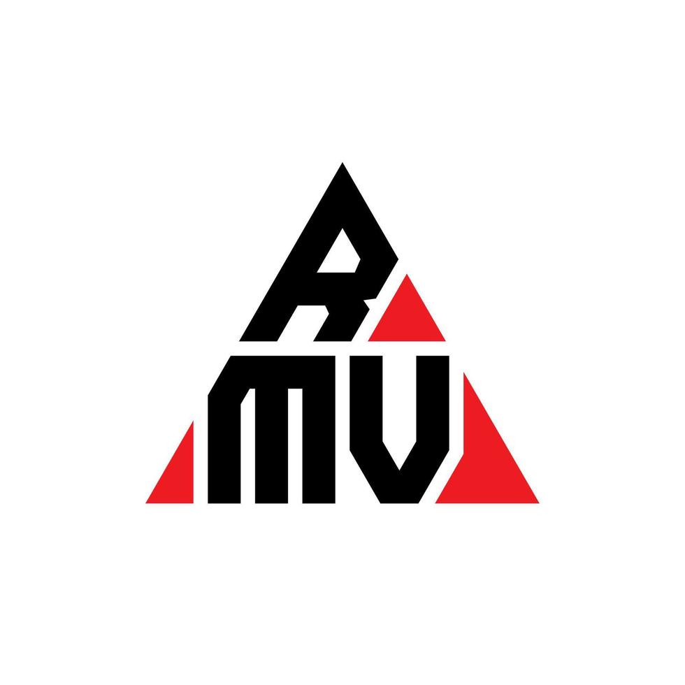 diseño de logotipo de letra triangular rmv con forma de triángulo. monograma de diseño de logotipo de triángulo rmv. plantilla de logotipo de vector de triángulo rmv con color rojo. logotipo triangular rmv logotipo simple, elegante y lujoso.