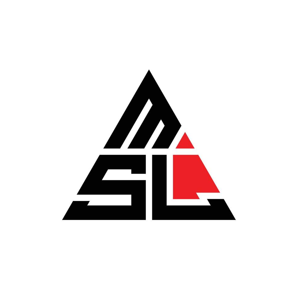 MSL triangle letter logo design with triangle shape. MSL triangle logo design monogram. MSL triangle vector logo template with red color. MSL triangular logo Simple, Elegant, and Luxurious Logo.