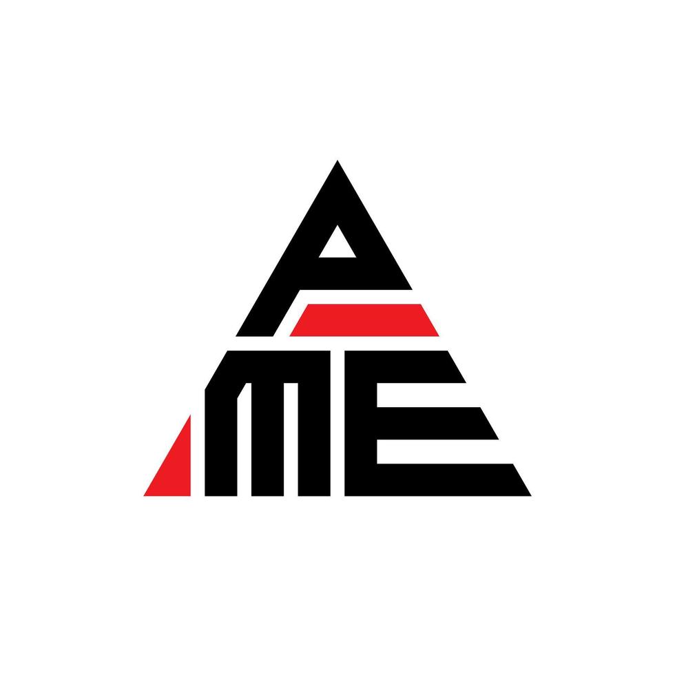 diseño de logotipo de letra triangular pme con forma de triángulo. monograma de diseño de logotipo de triángulo pme. plantilla de logotipo de vector de triángulo pme con color rojo. logo triangular pme logo simple, elegante y lujoso.