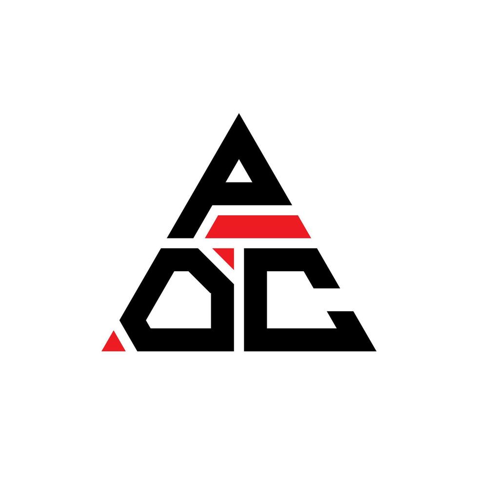 diseño de logotipo de letra de triángulo poc con forma de triángulo. monograma de diseño de logotipo de triángulo poc. plantilla de logotipo de vector de triángulo poc con color rojo. logo triangular poc logo simple, elegante y lujoso.