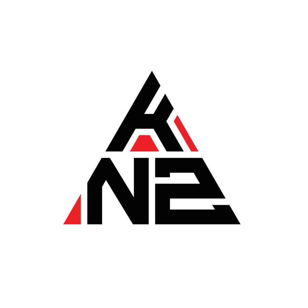 KNZ triangle letter logo design with triangle shape. KNZ triangle logo design monogram. KNZ triangle vector logo template with red color. KNZ triangular logo Simple, Elegant, and Luxurious Logo.