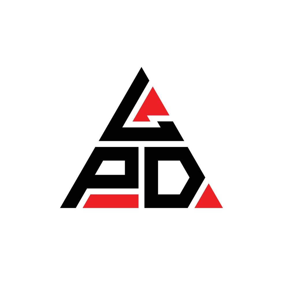 LPD triangle letter logo design with triangle shape. LPD triangle logo design monogram. LPD triangle vector logo template with red color. LPD triangular logo Simple, Elegant, and Luxurious Logo.