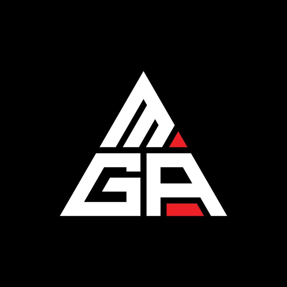 MGA triangle letter logo design with triangle shape. MGA triangle logo design monogram. MGA triangle vector logo template with red color. MGA triangular logo Simple, Elegant, and Luxurious Logo.
