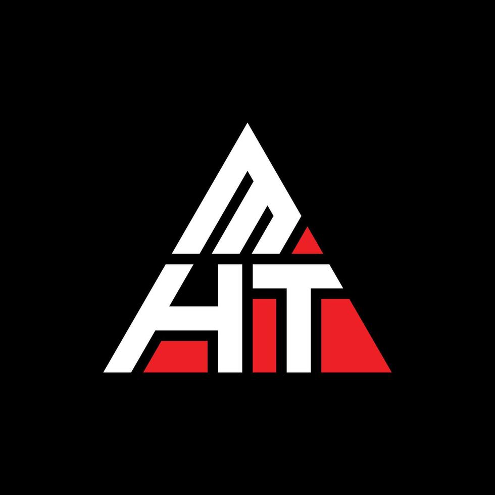 diseño de logotipo de letra triangular mht con forma de triángulo. monograma de diseño de logotipo de triángulo mht. Plantilla de logotipo de vector de triángulo mht con color rojo. logotipo triangular mht logotipo simple, elegante y lujoso.