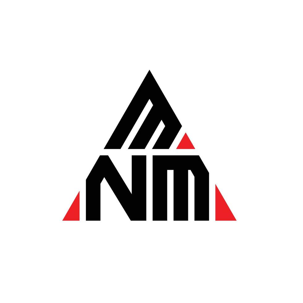 MNM triangle letter logo design with triangle shape. MNM triangle logo design monogram. MNM triangle vector logo template with red color. MNM triangular logo Simple, Elegant, and Luxurious Logo.