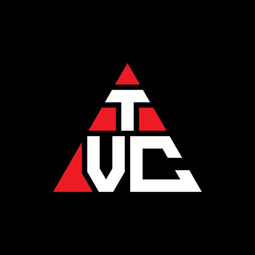 diseño de logotipo de letra triangular tvc con forma de triángulo. monograma de diseño de logotipo de triángulo tvc. plantilla de logotipo de vector de triángulo tvc con color rojo. logo triangular tvc logo simple, elegante y lujoso.