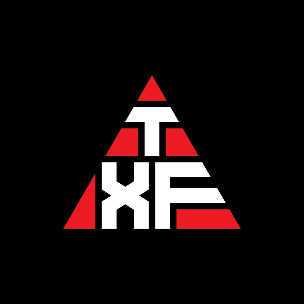 TXF triangle letter logo design with triangle shape. TXF triangle logo design monogram. TXF triangle vector logo template with red color. TXF triangular logo Simple, Elegant, and Luxurious Logo.