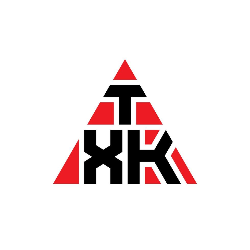 diseño de logotipo de letra de triángulo txk con forma de triángulo. monograma de diseño de logotipo de triángulo txk. plantilla de logotipo de vector de triángulo txk con color rojo. logotipo triangular txk logotipo simple, elegante y lujoso.