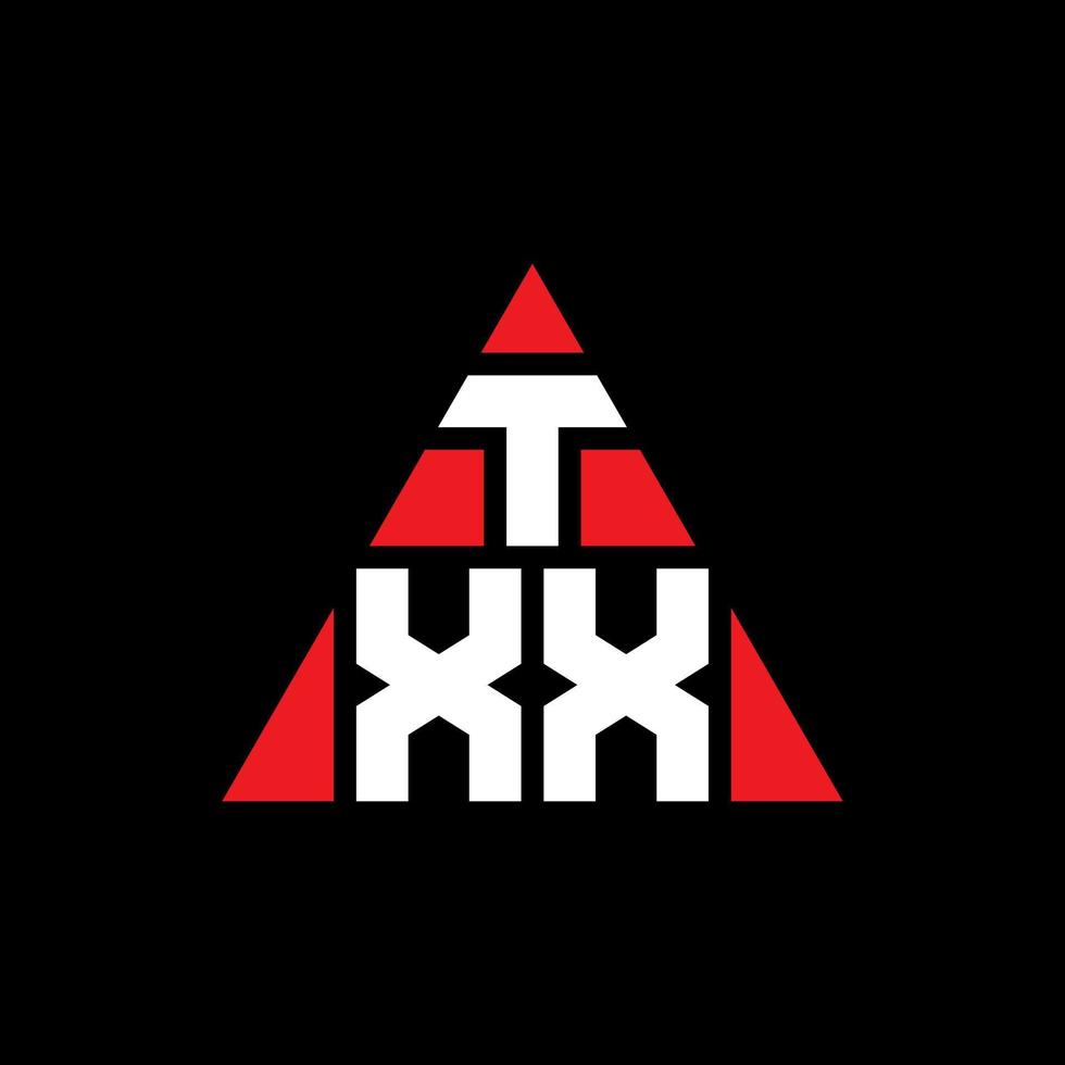 diseño de logotipo de letra triangular txx con forma de triángulo. monograma de diseño del logotipo del triángulo txx. plantilla de logotipo de vector de triángulo txx con color rojo. logotipo triangular txx logotipo simple, elegante y lujoso.