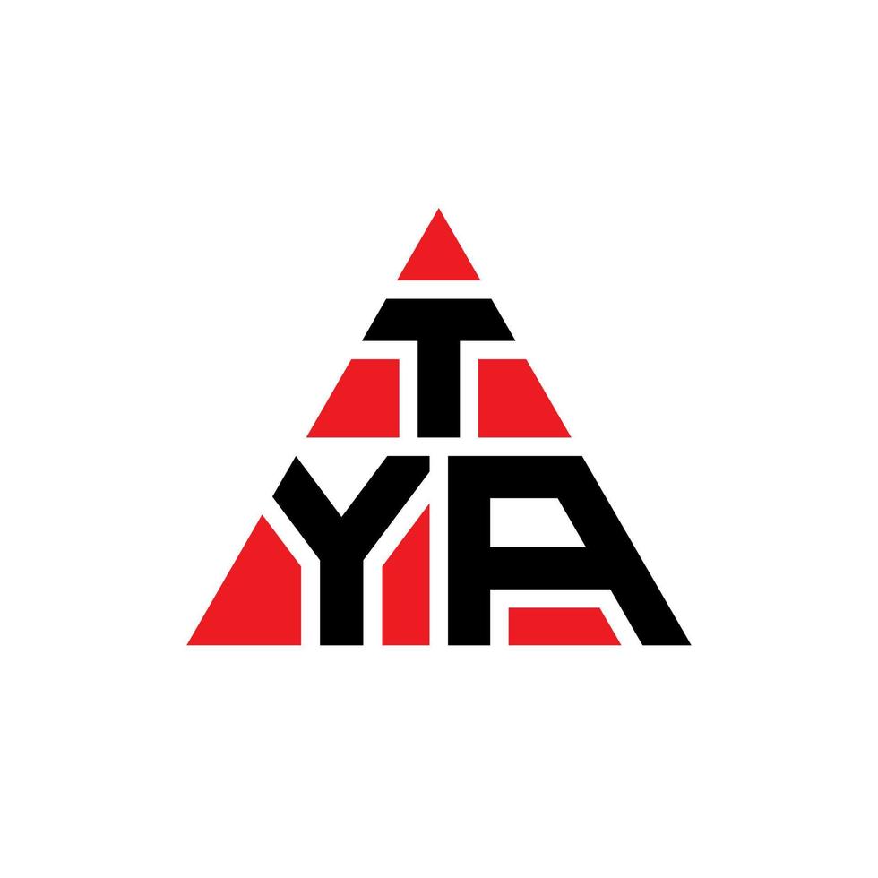 TYA triangle letter logo design with triangle shape. TYA triangle logo design monogram. TYA triangle vector logo template with red color. TYA triangular logo Simple, Elegant, and Luxurious Logo.