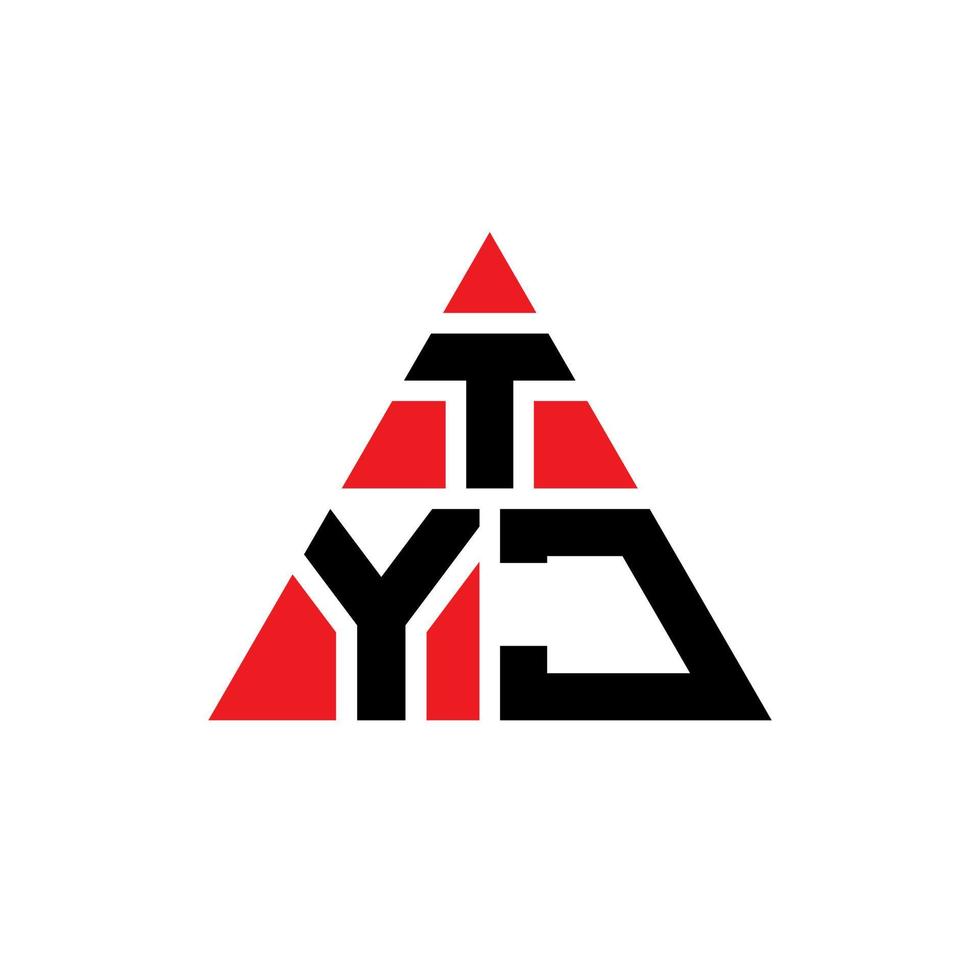 diseño de logotipo de letra de triángulo tyj con forma de triángulo. monograma de diseño del logotipo del triángulo tyj. plantilla de logotipo de vector de triángulo tyj con color rojo. logotipo triangular tyj logotipo simple, elegante y lujoso.