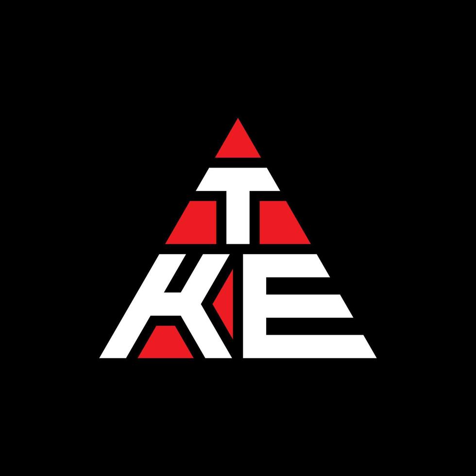 TKE triangle letter logo design with triangle shape. TKE triangle logo design monogram. TKE triangle vector logo template with red color. TKE triangular logo Simple, Elegant, and Luxurious Logo.
