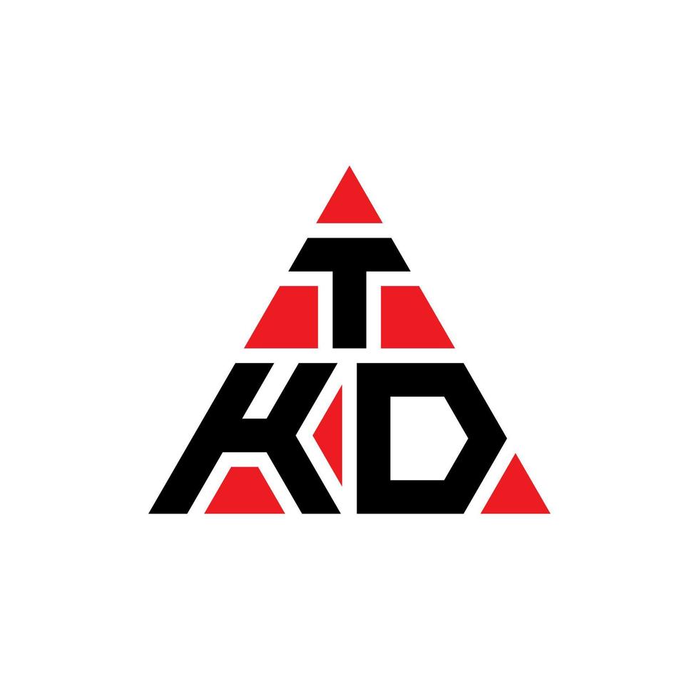 TKD triangle letter logo design with triangle shape. TKD triangle logo design monogram. TKD triangle vector logo template with red color. TKD triangular logo Simple, Elegant, and Luxurious Logo.