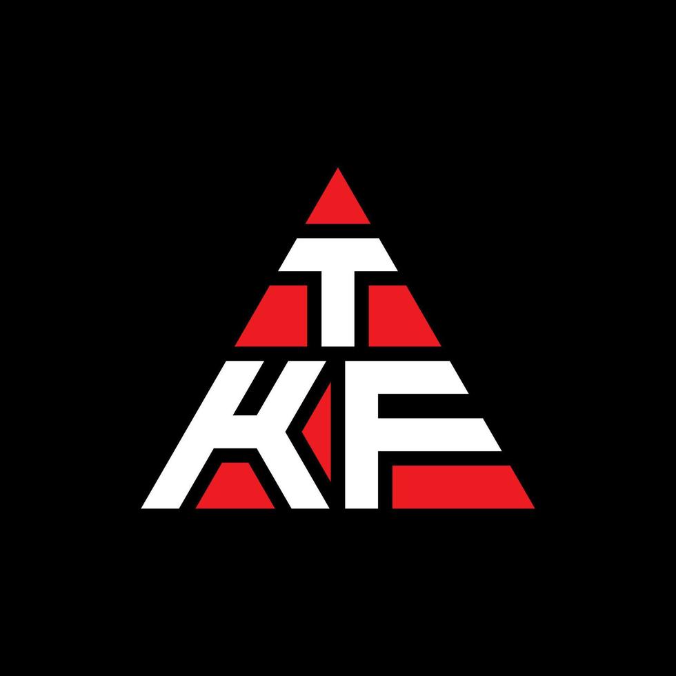 TKF triangle letter logo design with triangle shape. TKF triangle logo design monogram. TKF triangle vector logo template with red color. TKF triangular logo Simple, Elegant, and Luxurious Logo.