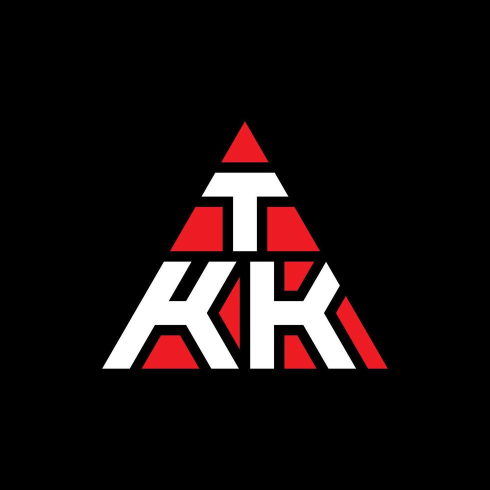 TKK triangle letter logo design with triangle shape. TKK triangle logo design monogram. TKK triangle vector logo template with red color. TKK triangular logo Simple, Elegant, and Luxurious Logo.