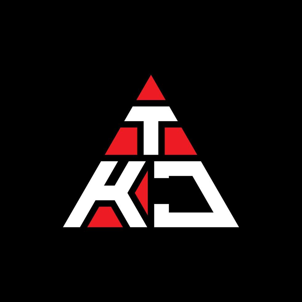 TKJ triangle letter logo design with triangle shape. TKJ triangle logo design monogram. TKJ triangle vector logo template with red color. TKJ triangular logo Simple, Elegant, and Luxurious Logo.