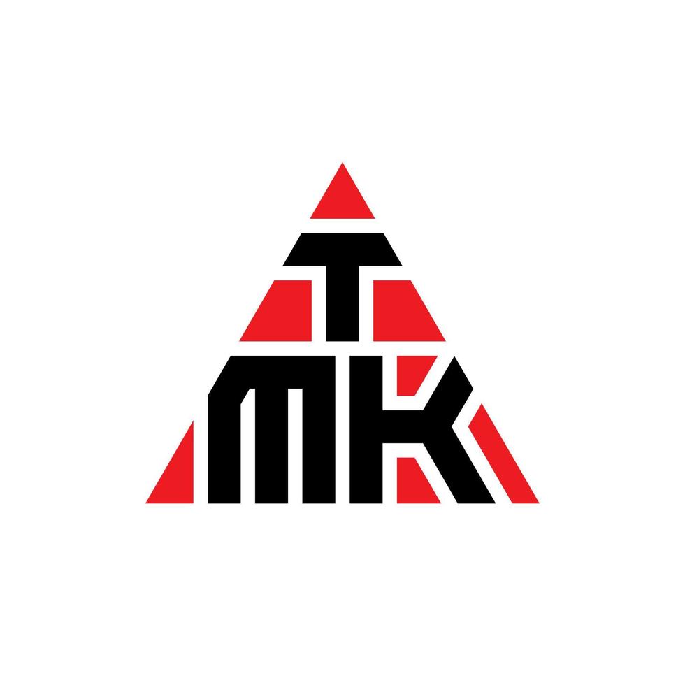 Diseño de logotipo de letra triangular tmk con forma de triángulo. monograma de diseño de logotipo de triángulo tmk. plantilla de logotipo de vector de triángulo tmk con color rojo. logotipo triangular tmk logotipo simple, elegante y lujoso.