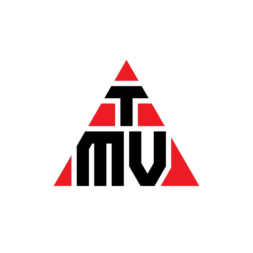 diseño de logotipo de letra triangular tmv con forma de triángulo. monograma de diseño de logotipo de triángulo tmv. plantilla de logotipo de vector de triángulo tmv con color rojo. logo triangular tmv logo simple, elegante y lujoso.