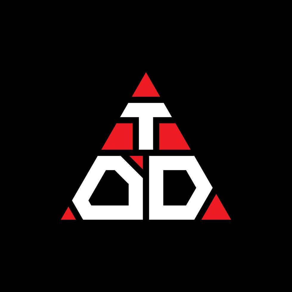 diseño de logotipo de letra tod triángulo con forma de triángulo. monograma de diseño de logotipo de triángulo tod. plantilla de logotipo de vector de triángulo tod con color rojo. logotipo triangular tod logotipo simple, elegante y lujoso.
