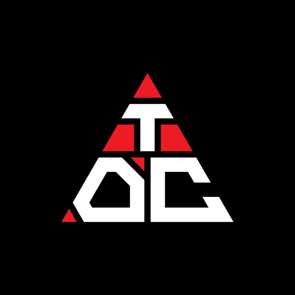 diseño de logotipo de letra de triángulo toc con forma de triángulo. monograma de diseño de logotipo de triángulo toc. plantilla de logotipo de vector de triángulo toc con color rojo. logotipo triangular toc logotipo simple, elegante y lujoso.