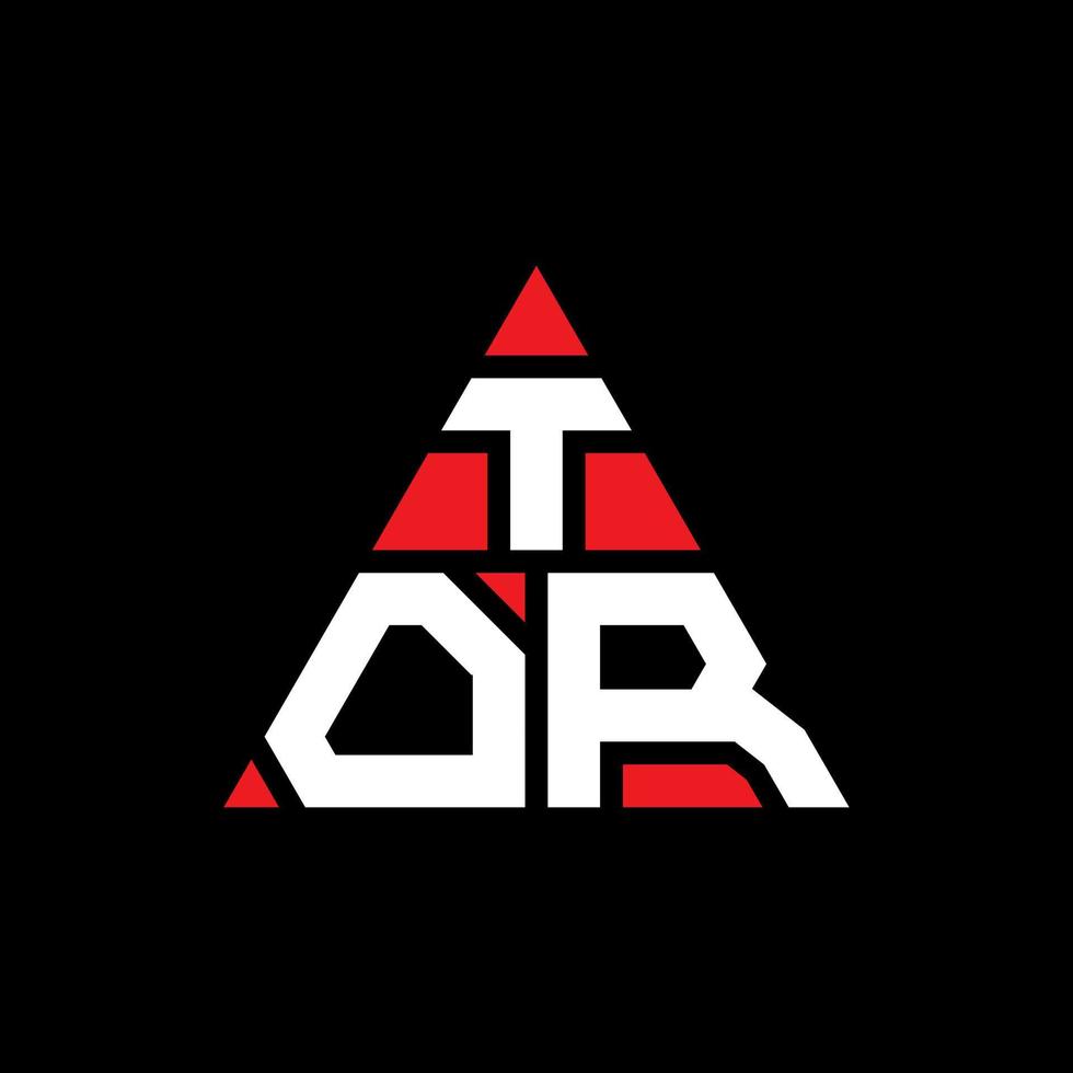 diseño de logotipo de letra tor triángulo con forma de triángulo. monograma de diseño del logotipo del triángulo tor. plantilla de logotipo de vector de triángulo tor con color rojo. logo triangular tor logo simple, elegante y lujoso.