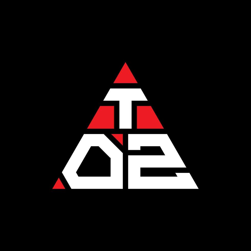 diseño de logotipo de letra de triángulo toz con forma de triángulo. monograma de diseño de logotipo de triángulo toz. plantilla de logotipo de vector de triángulo toz con color rojo. logo triangular toz logo simple, elegante y lujoso.