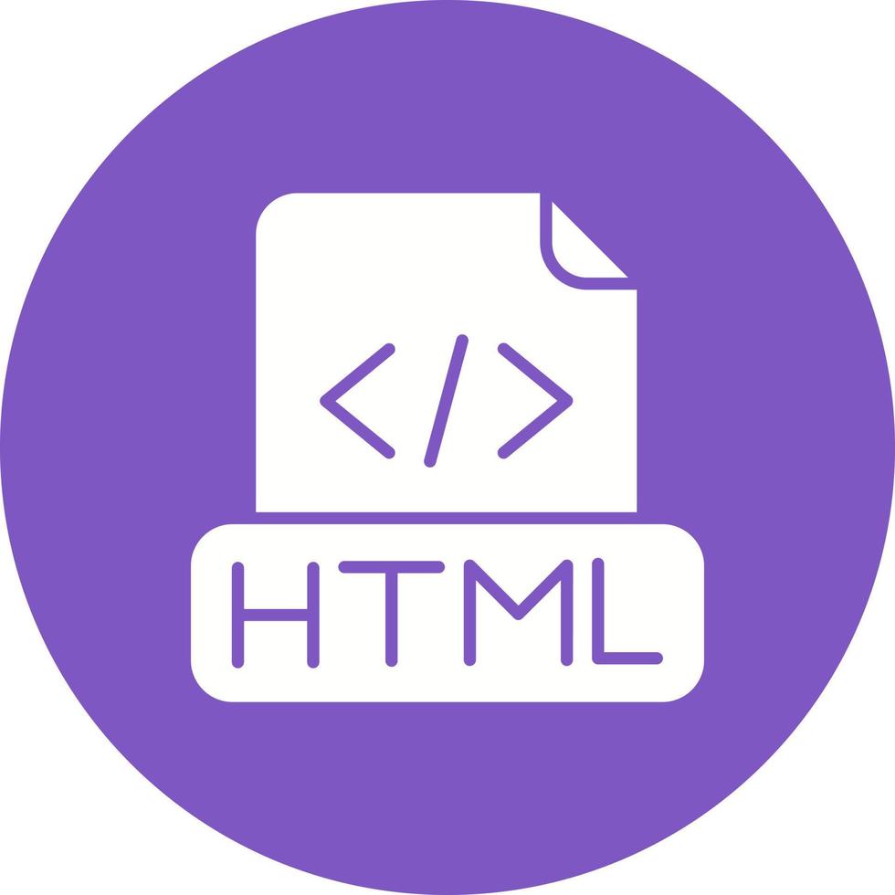 icono de fondo de círculo de glifo de archivo html vector