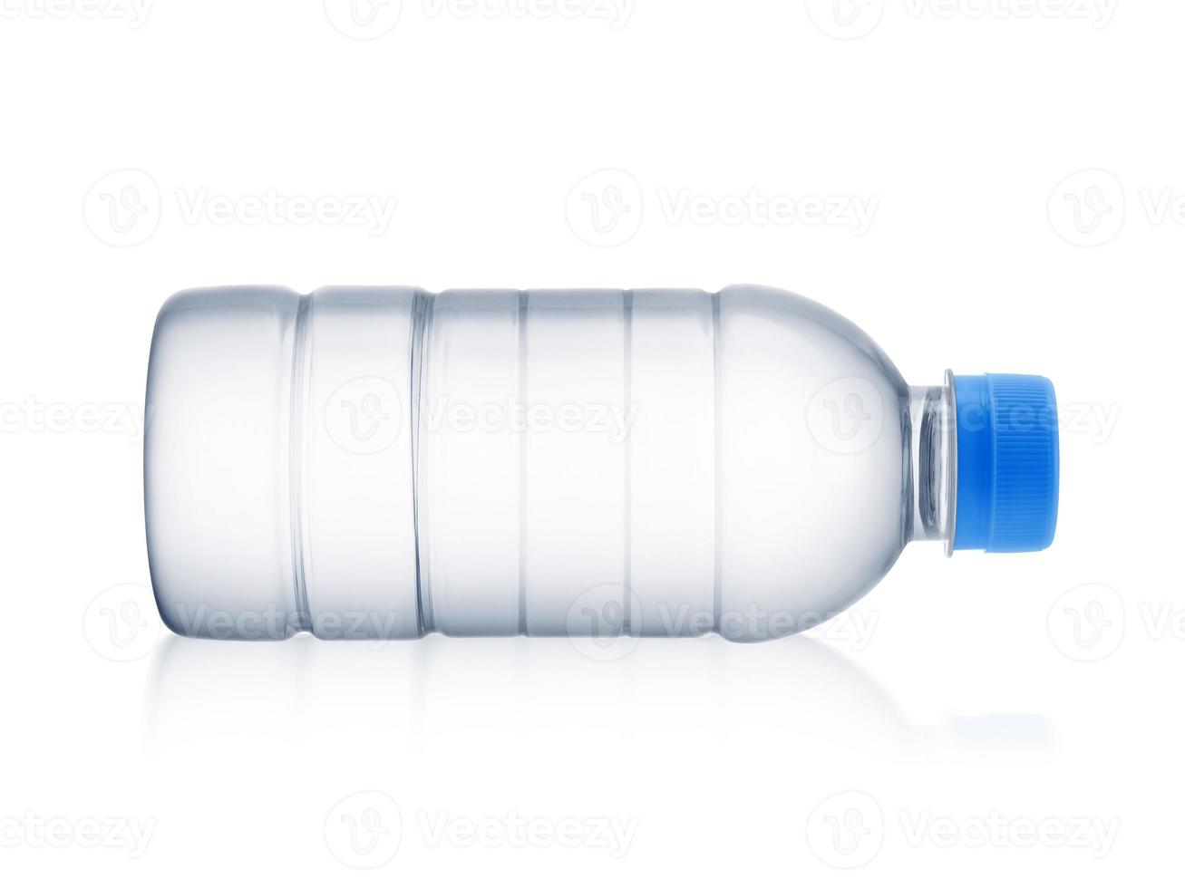 Empty clean and clear water bottle isolated on with isolated on a white background photo