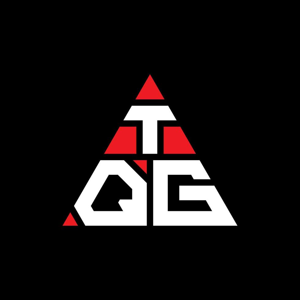 TQG triangle letter logo design with triangle shape. TQG triangle logo design monogram. TQG triangle vector logo template with red color. TQG triangular logo Simple, Elegant, and Luxurious Logo.