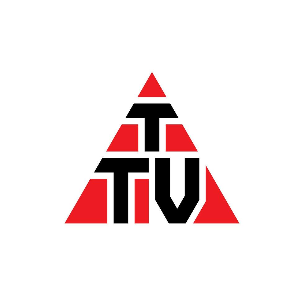 diseño de logotipo de letra triangular ttv con forma de triángulo. monograma de diseño de logotipo de triángulo ttv. plantilla de logotipo de vector de triángulo ttv con color rojo. logo triangular ttv logo simple, elegante y lujoso.