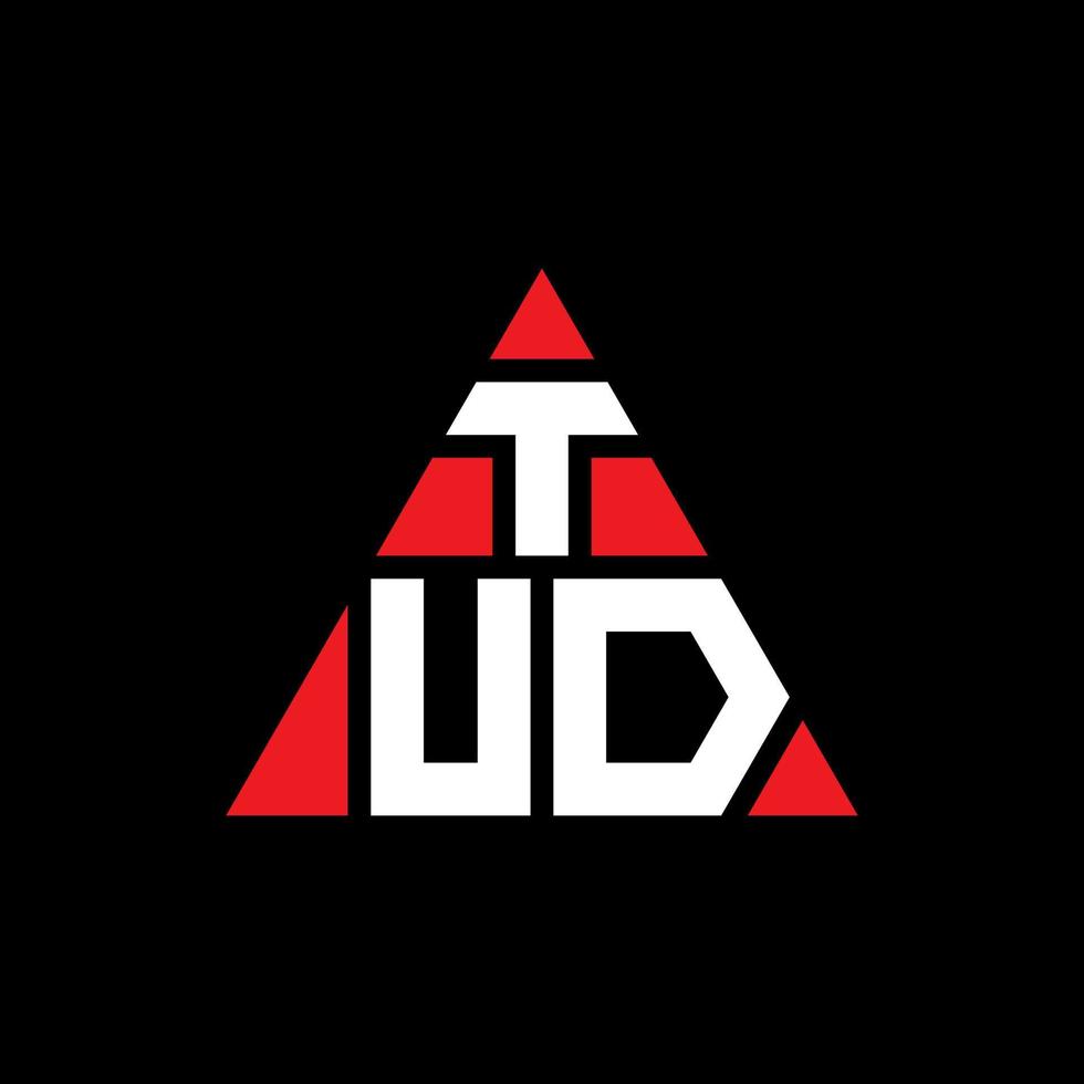 diseño de logotipo de letra de triángulo tud con forma de triángulo. monograma de diseño de logotipo de triángulo tud. plantilla de logotipo de vector de triángulo tud con color rojo. logo triangular tud logo simple, elegante y lujoso.